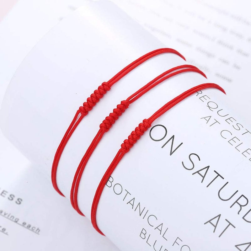 Shonyin Lucky Red String Bracelets Family 7 knots Kabbalah Protection Thread Handmade String Bracelets for Women Men Friends 3 PCS - Image 2